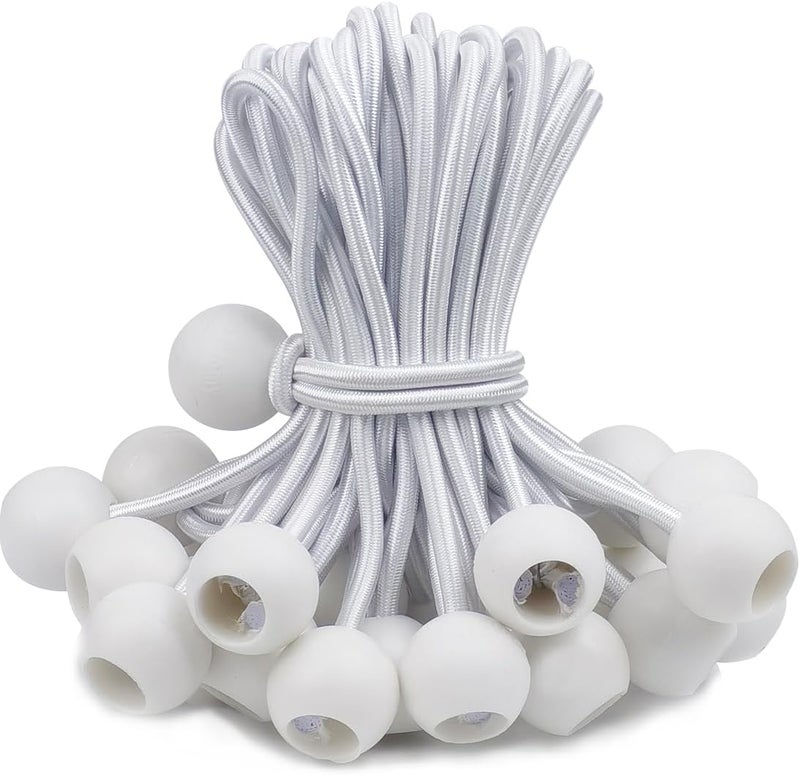 PH PERKHOMY PerkHomy 30 PCS Ball Bungee Cord 6 Inch Heavy Duty Bungie Cord Balls for Tarp Tie Down Canopy Camping Tents Cargo Holding Wire Hoses Patio Umbrellas Awning (30pc White) - Image 1